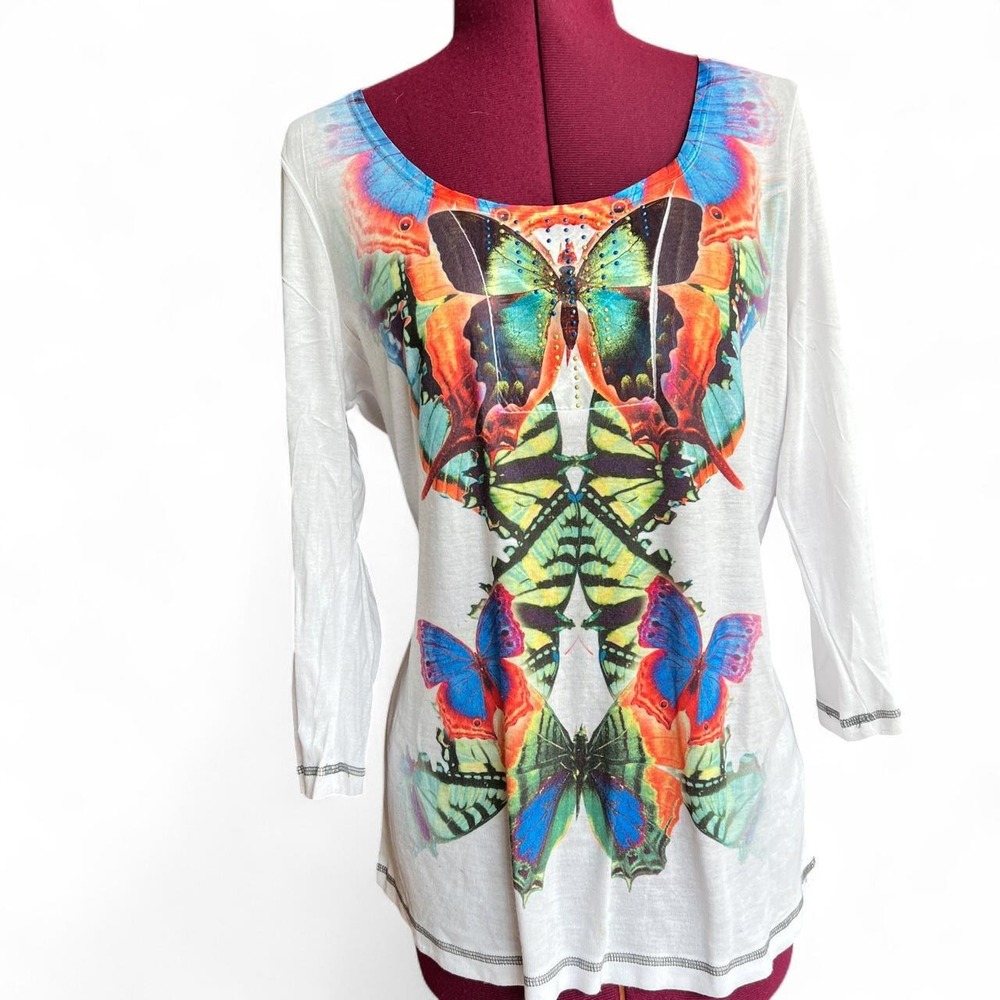 Y2K 3/4 sleeve butterfly Tee